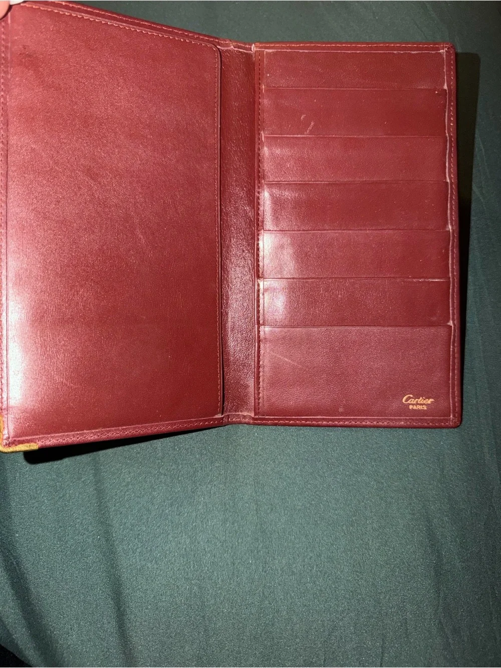 Cartier Burgundy Leather Wallet with Gold hardware Corners
